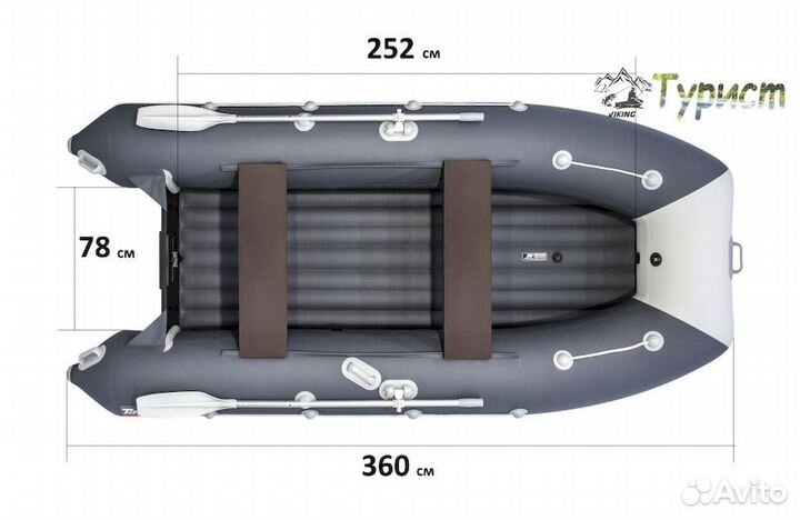 Лодка пвх Таймень LX 3600 нднд - надувное дно