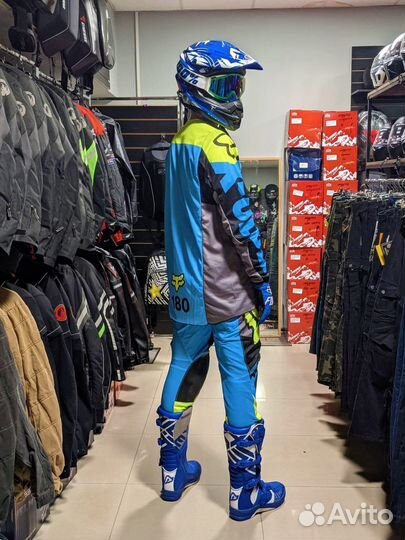 Мото Джерси и штаны Fox комплект голубой новый
