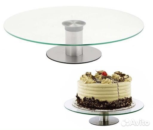 Подставка для торта стекл.вращающаяся высокая 32см