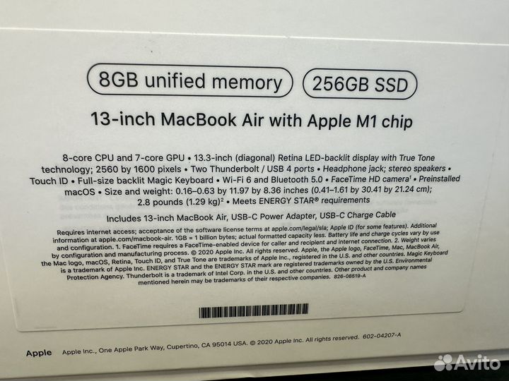 MacBook Air M1 8/256гб