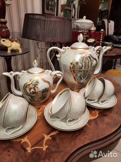 Шикарный Сервиз чайный. винтаж.ссср.живопись
