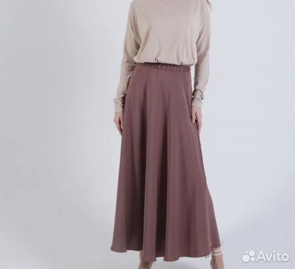 Юбка расклешенная, атлас/шелк