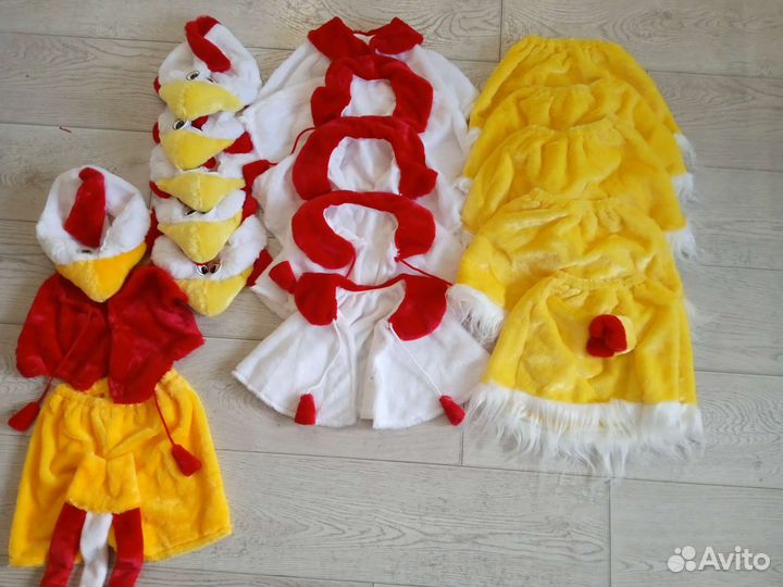 Костюмы курочек и петушка 6шт