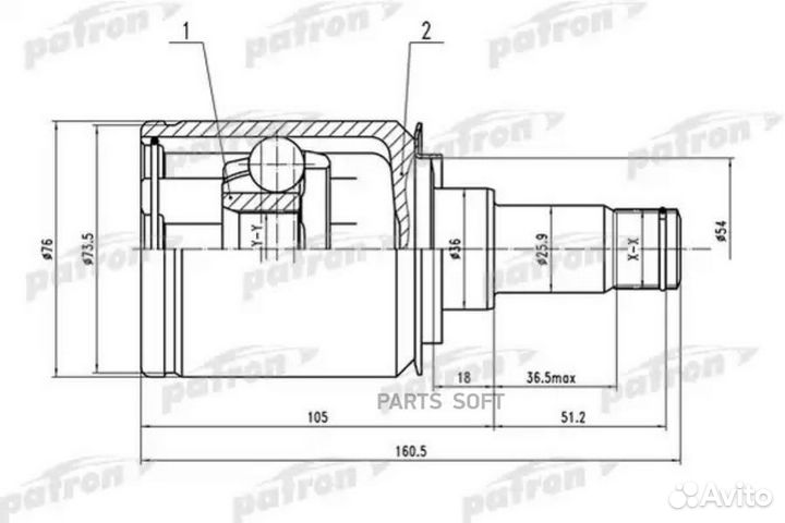 Patron PCV1521 PCV1521шрус внутренний 22X36X27 mer