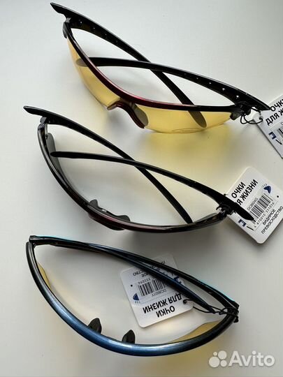 3 шт. очки спортивные, пластик, новые