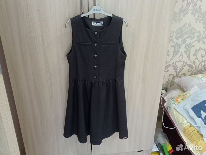 Школьный сарафан Персей серый 146 и жилет на 140