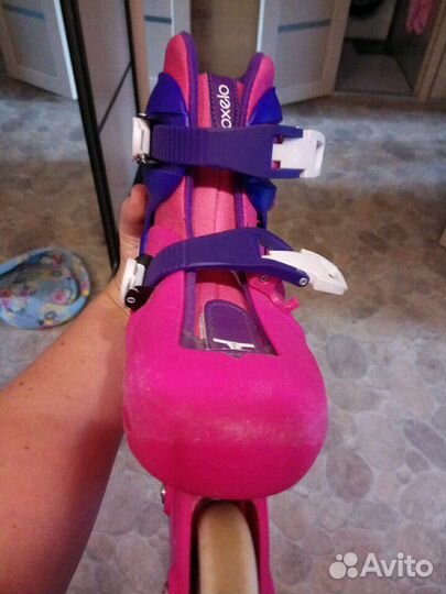 Роликовые коньки для девочки со шлемом и защитой