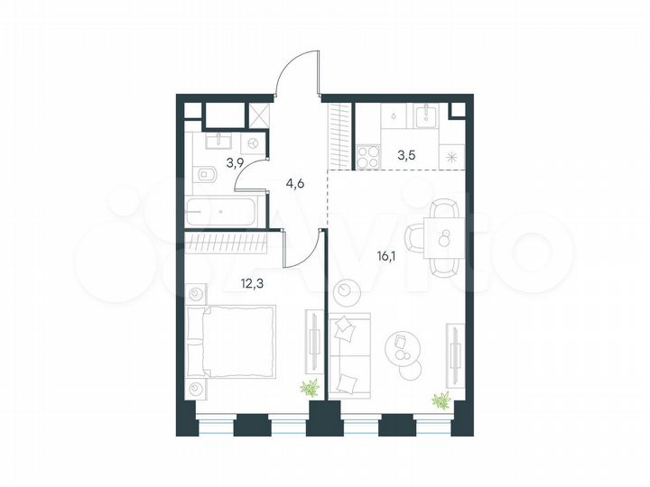 2-к. квартира, 40,4 м², 20/31 эт.
