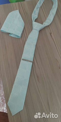 Галстук мужской с зажимом и платком