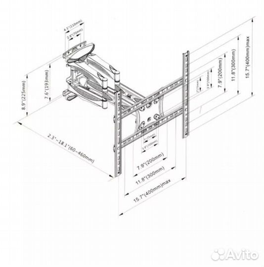 Кронштейн для тв Усиленный, Наклонно-поворотный