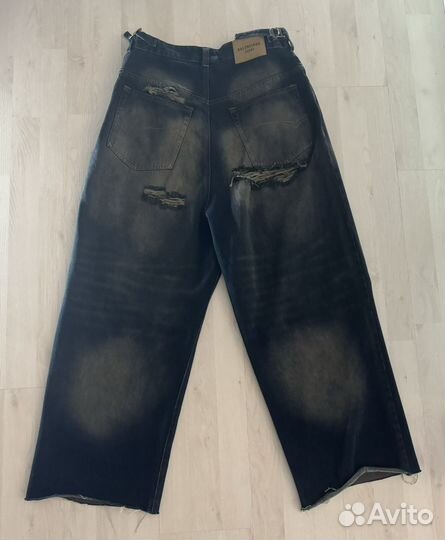 Balenciaga baggy distressed jeans with scuffs