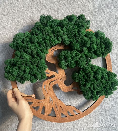 Панно дерево с стабилизированным мхом