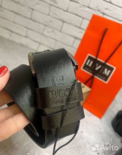 Мужской кожаный ремень hugo boss