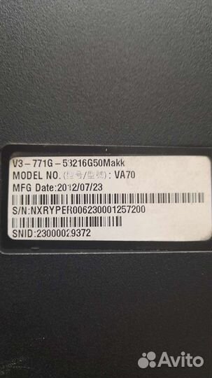 Ноутбук acer aspire v3 771g