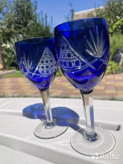 Фужеры синие кобальт хрусталь СССР