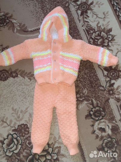 Детский вязанный теплый костюм