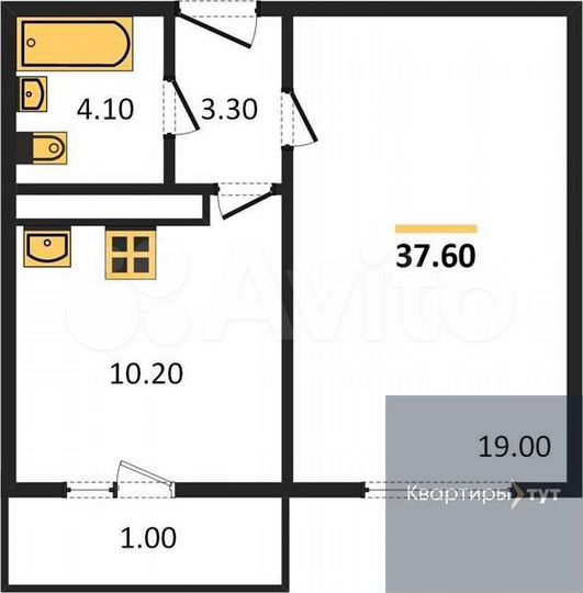 1-к. квартира, 37,6 м², 4/17 эт.