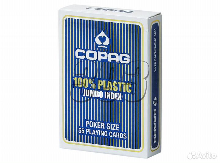 Карты 100 Пластиковые copag (синие, джамбо (742)