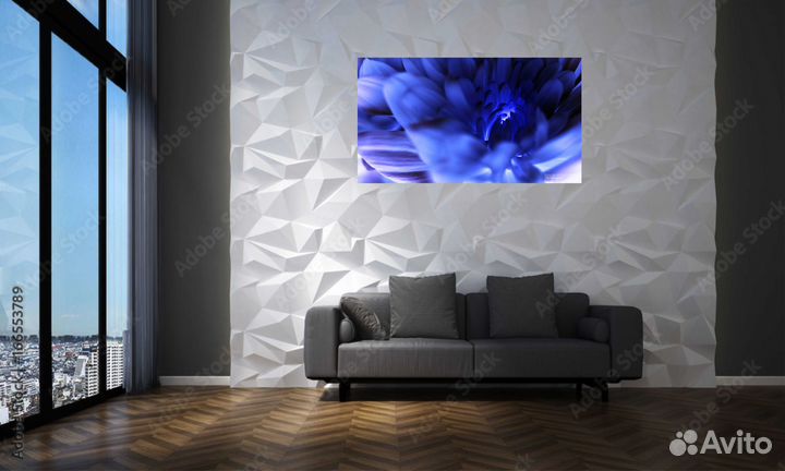 Арт. Фотокартина в интерьер - Хризантема синяя