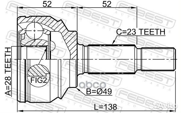 ШРУС наружный 28x49x23 renault logan sandero II