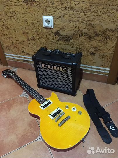 Epiphone slash LES paul комбо Roland cube-10GX