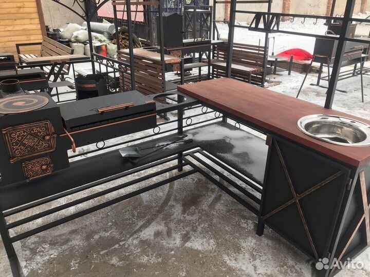 Мангальная зона, беседка с мангалом