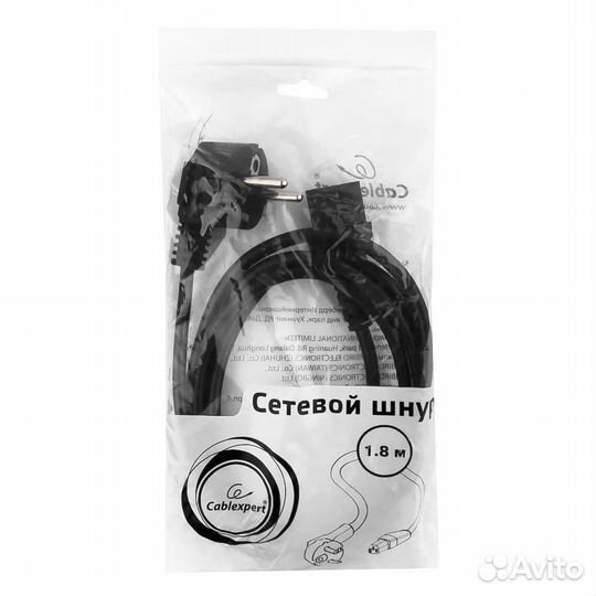 Кабель питания Cablexpert PC-186, 1.8 м, 6А, новый