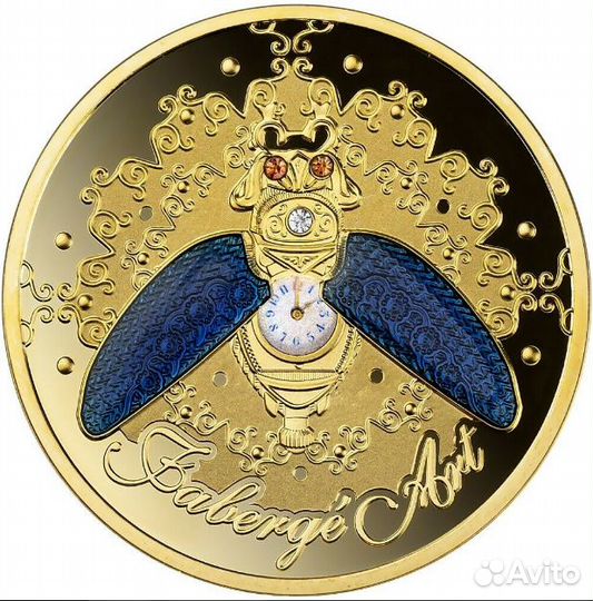 Ниуэ 1 доллар 2021 Жук - часы Фаберже