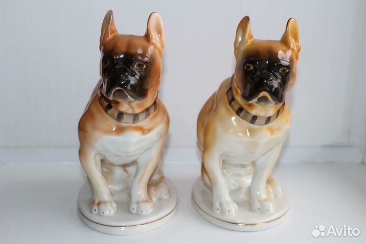 Статуэтка собака Боксёр бульдог фарфор лфз