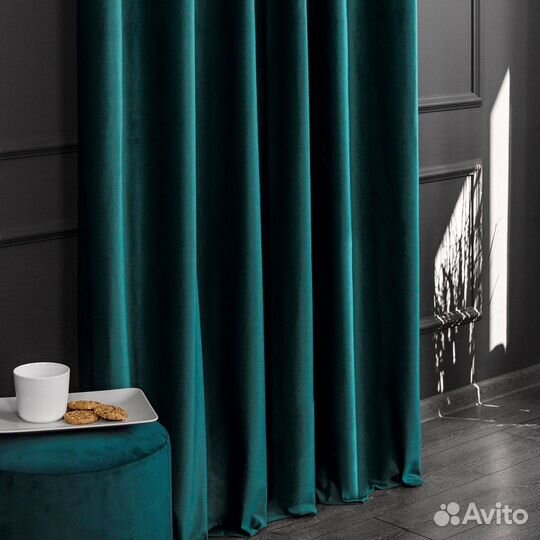 Шторы бархат Беллиссимо темно-бирюзовый новые