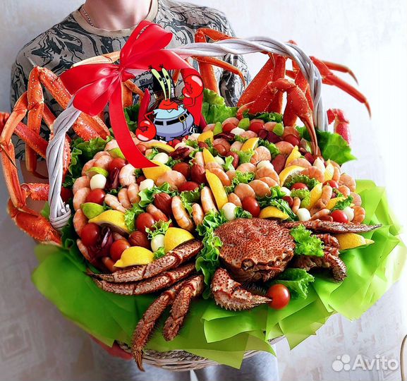 Морская корзина с крабом/вкусный подарок мужчине