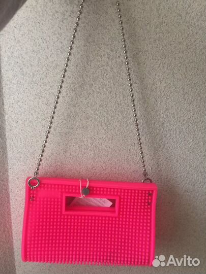 Розовая сумка - клатч (резина), Италия, новая