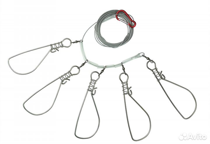 Кукан рыболовный на тросу, 5 карабинов