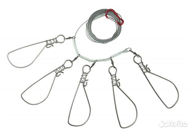 Кукан рыболовный на тросу, 5 карабинов