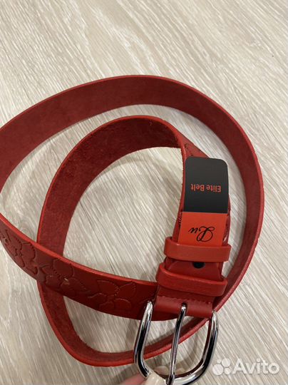 Ремень кожаный натуральный красный