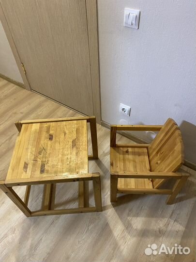 Детский столик и стульчик деревянный