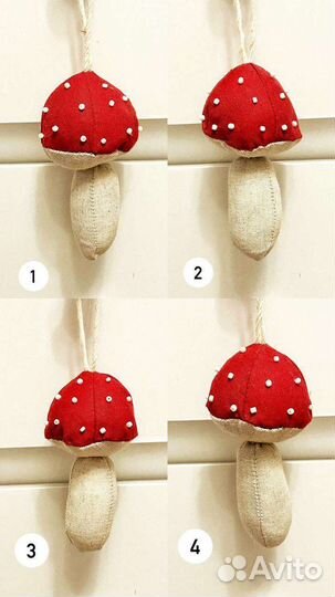 Ёлочные и интерьерные игрушки украшения мухоморы