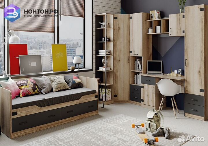 Спальный гарнитур Окланд №2 фон черный / дуб делан