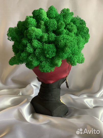 Кашпо со мхом, статуэтка,декор интерьера,подарок