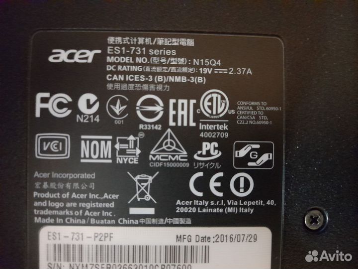 Ноутбук acer aspire