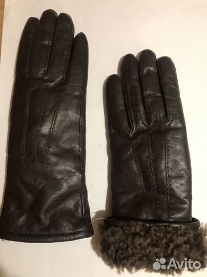 Перчатки женские кожаные,на меху,новые