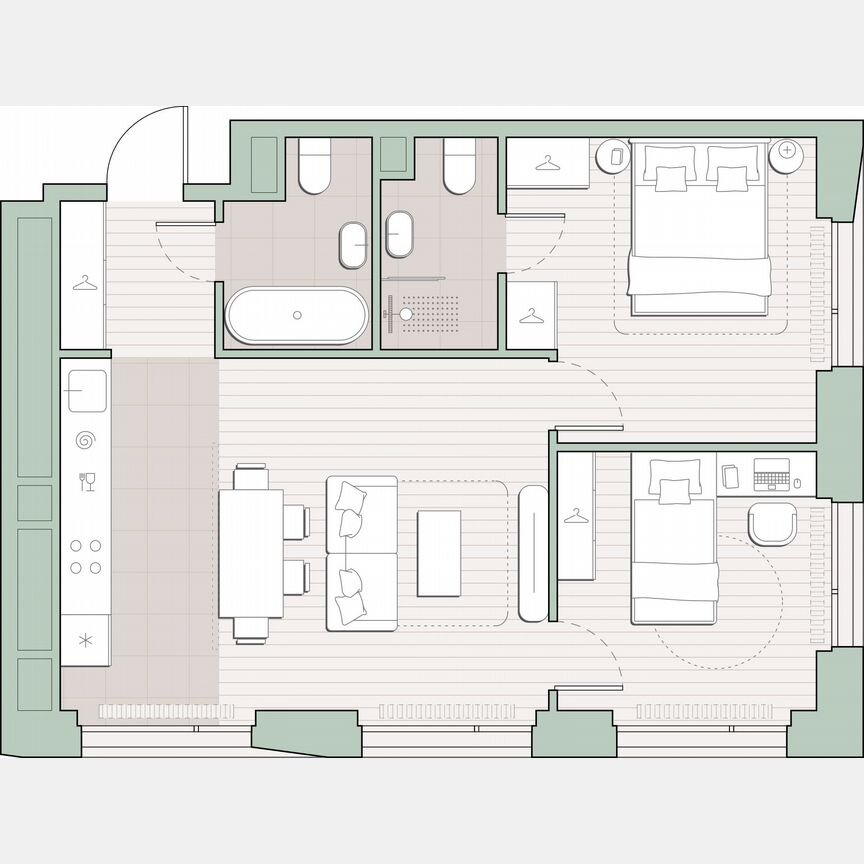 2-к. квартира, 58 м², 21/27 эт.