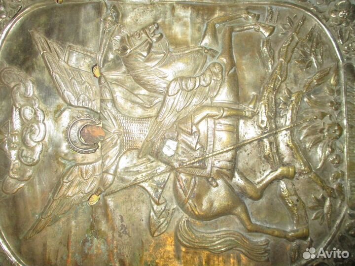 Икона святой михаил архангел серебро 36см на 31см