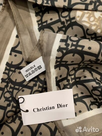 Шелковый платок шаль Dior коричневый новый