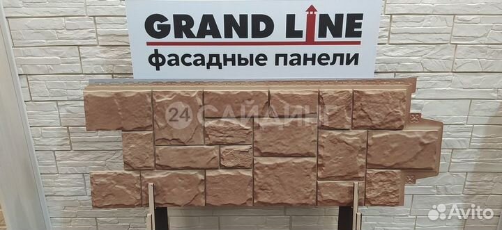 Фасадные панели Grand Line Крупный Камень design plus Миндаль