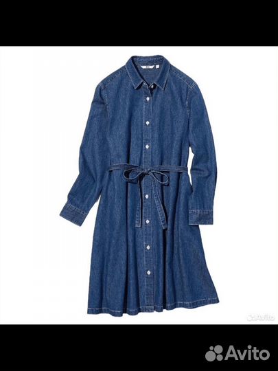 Uniqlo новое джинсовое платье рубашка S 42 44