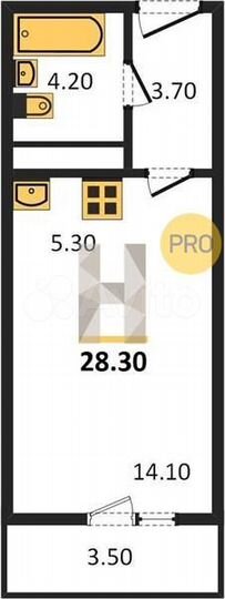 Квартира-студия, 28,3 м², 5/9 эт.