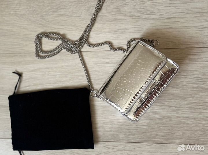Мини сумка клатч серебристая