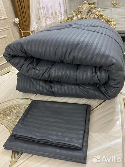 Набор постельного с одеялом Страйп сатин Люкс