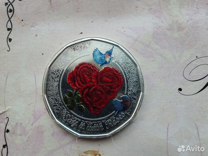 Монета 1 доллар 2011 розы острова кука